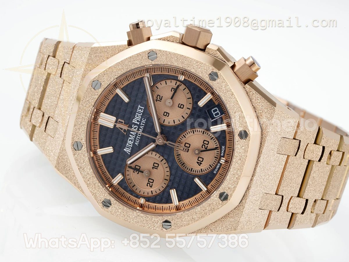 Audemars Piguet Royal Oak Chronograph 26240 APSF Rose Gold Frosted Blue Dial on Rose Gold Bracelet SA/SH4401 Super Clone V5 - Image 6