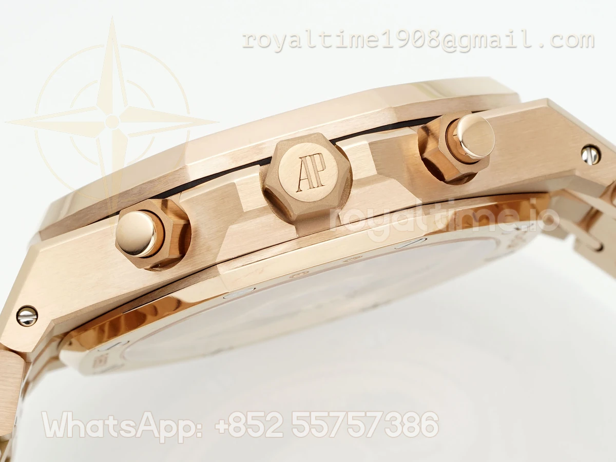 Audemars Piguet Royal Oak Chronograph 26240 APSF Rose Gold Frosted Blue Dial on Rose Gold Bracelet SA/SH4401 Super Clone V5 - Image 8
