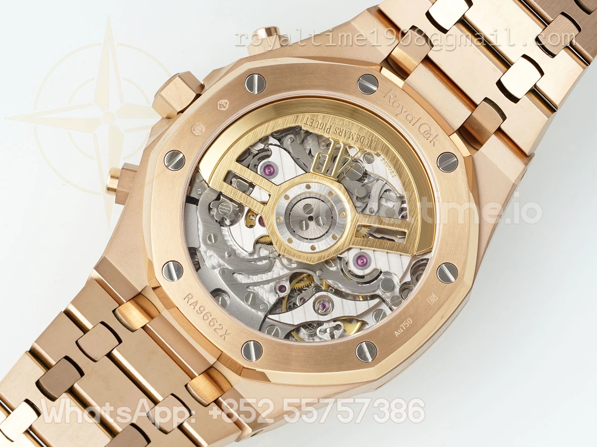 Audemars Piguet Royal Oak Chronograph 26240 APSF Rose Gold Frosted Blue Dial on Rose Gold Bracelet SA/SH4401 Super Clone V5 - Image 10
