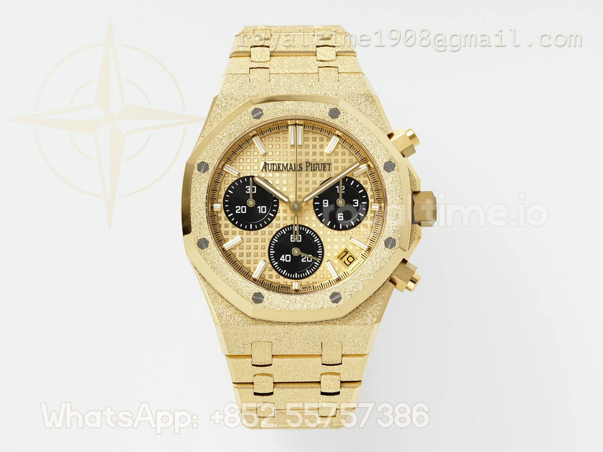 Audemars Piguet Royal Oak Chronograph 26240 APSF Yellow Gold Frosted Stick Markers SA/SH440 (Free Sprung) - Image 2