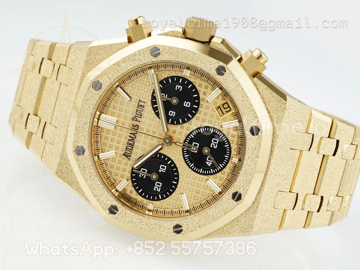 Audemars Piguet Royal Oak Chronograph 26240 APSF Yellow Gold Frosted Stick Markers SA/SH440 (Free Sprung) - Image 6