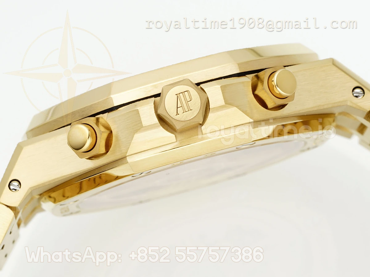 Audemars Piguet Royal Oak Chronograph 26240 APSF Yellow Gold Frosted Stick Markers SA/SH440 (Free Sprung) - Image 8