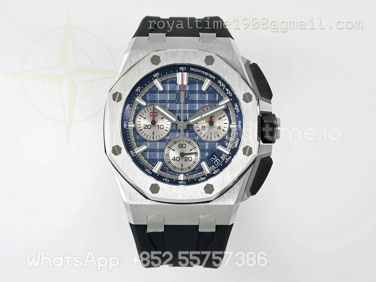 Audemars Piguet Royal Oak Offshore 26420 APSF Stainless Steel Blue Dial Stick Markers on Rubber Strap SA/SH4401 - Image 4