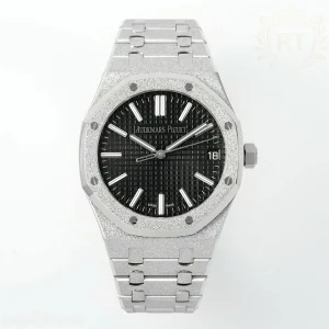 Audemars Piguet Royal Oak 15510 41mm APSF Stainless Steel Frosted Black Dial Textured Dial on Stainless Steel Bracelet SA4302 Super Clone V5