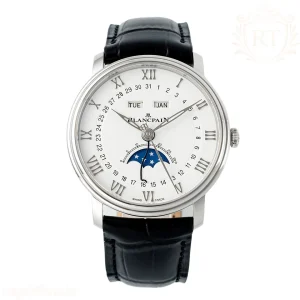 Blancpain Villeret Quantième Complet 6654 APSF SS White Dial on Black Leather Strap A6654 Super Clone