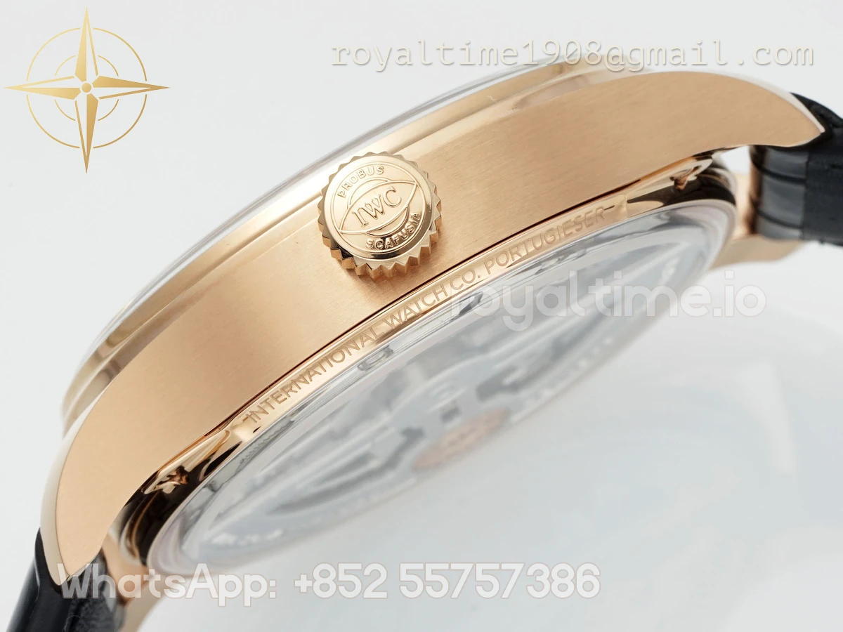 IWC Portugieser IW501707 42mm APSF Rose Gold Deep Blue Dial Numeric Markers on Leather Strap A52010 - Image 3
