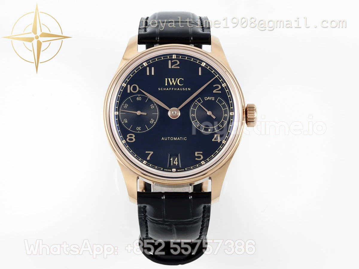 IWC Portugieser IW501707 42mm APSF Rose Gold Deep Blue Dial Numeric Markers on Leather Strap A52010 - Image 6