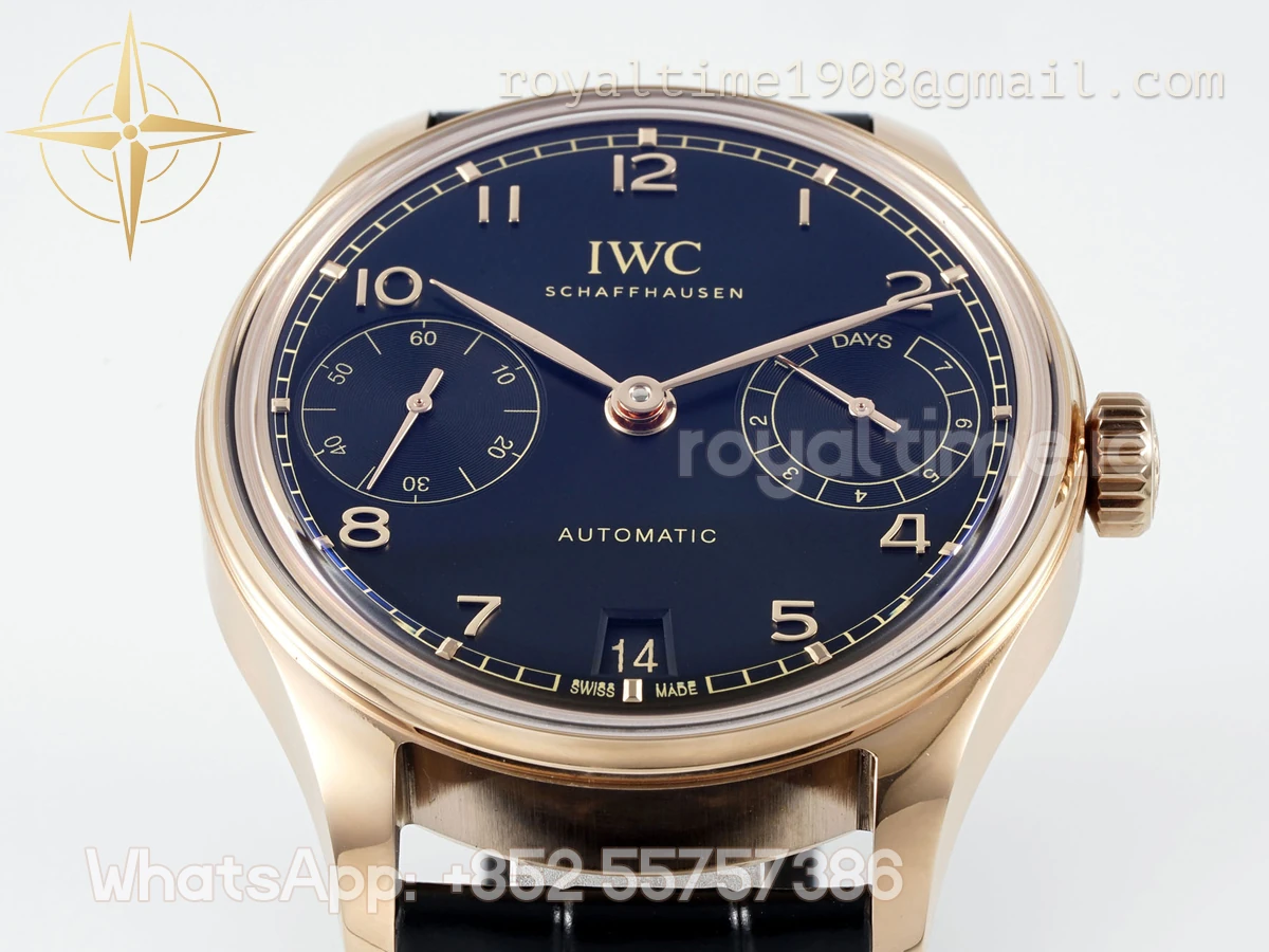 IWC Portugieser IW501707 42mm APSF Rose Gold Deep Blue Dial Numeric Markers on Leather Strap A52010 - Image 9