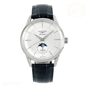 Longines APSF Flagship Heritage Moonphase SS White Dial on Black Leather Strap A2892 Super Clone