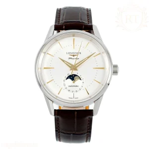 Longines APSF Flagship Heritage Moonphase Silver YG Dial on Brown Leather Strap A2892