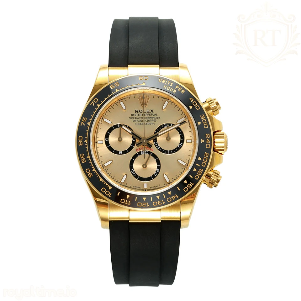 Cosmograph Daytona 126518LN APSF Yellow Gold Champagne Dial Stick Markers on Oysterflex Strap SH4131 (Gain Weight)