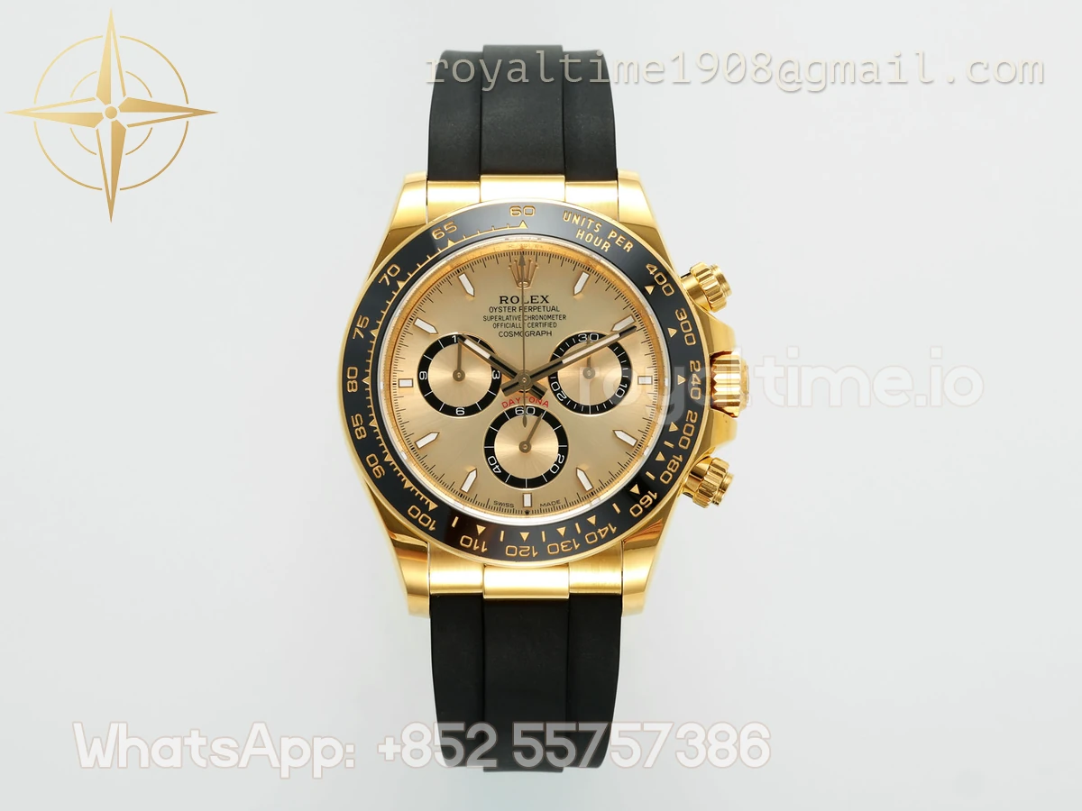 Cosmograph Daytona 126518LN APSF Yellow Gold Champagne Dial Stick Markers on Oysterflex Strap SH4131 (Gain Weight) - Image 2