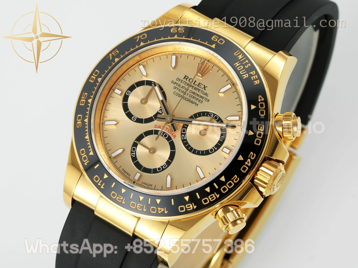 Cosmograph Daytona 126518LN APSF Yellow Gold Champagne Dial Stick Markers on Oysterflex Strap SH4131 (Gain Weight) - Image 4