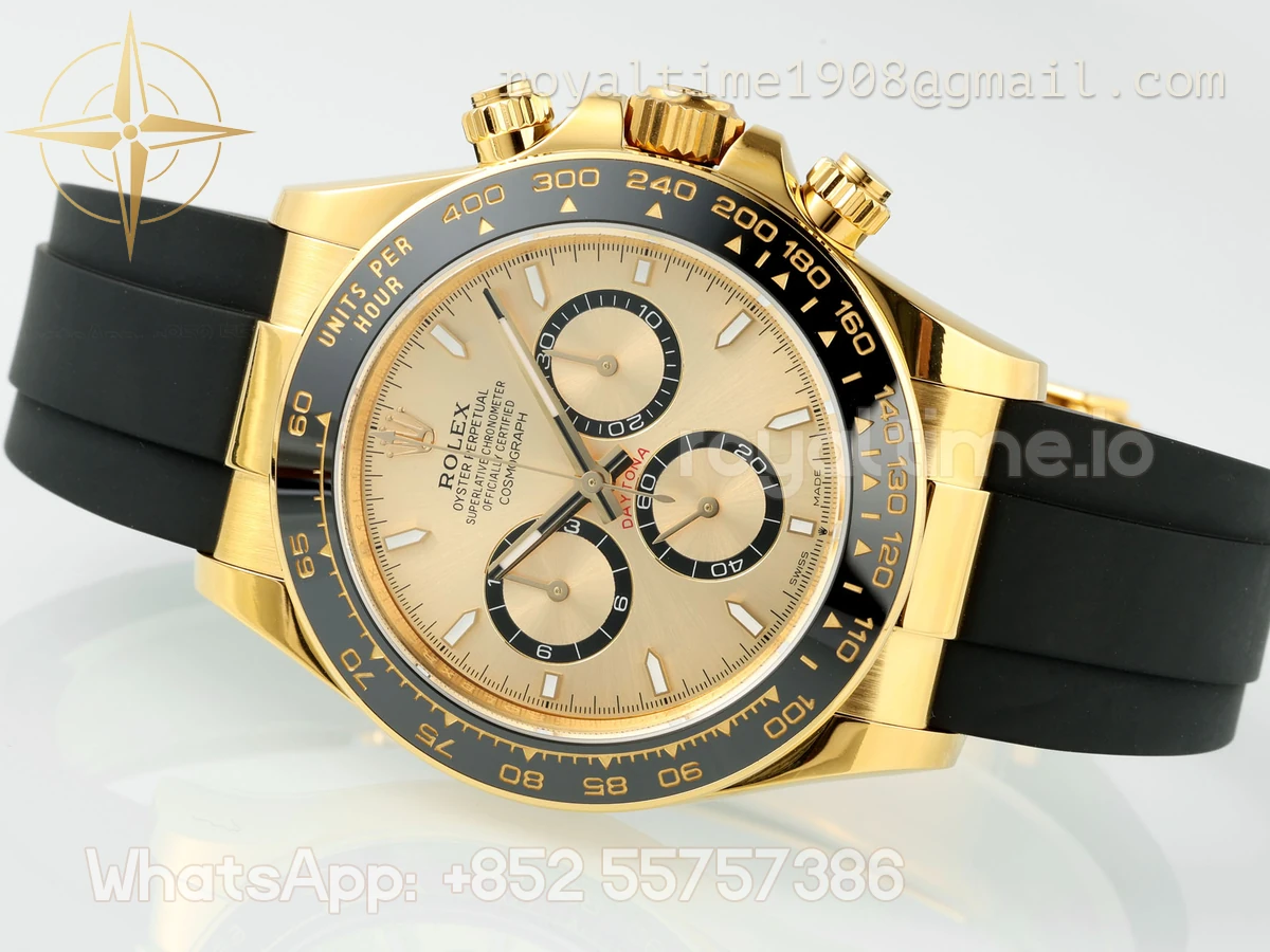 Cosmograph Daytona 126518LN APSF Yellow Gold Champagne Dial Stick Markers on Oysterflex Strap SH4131 (Gain Weight) - Image 6