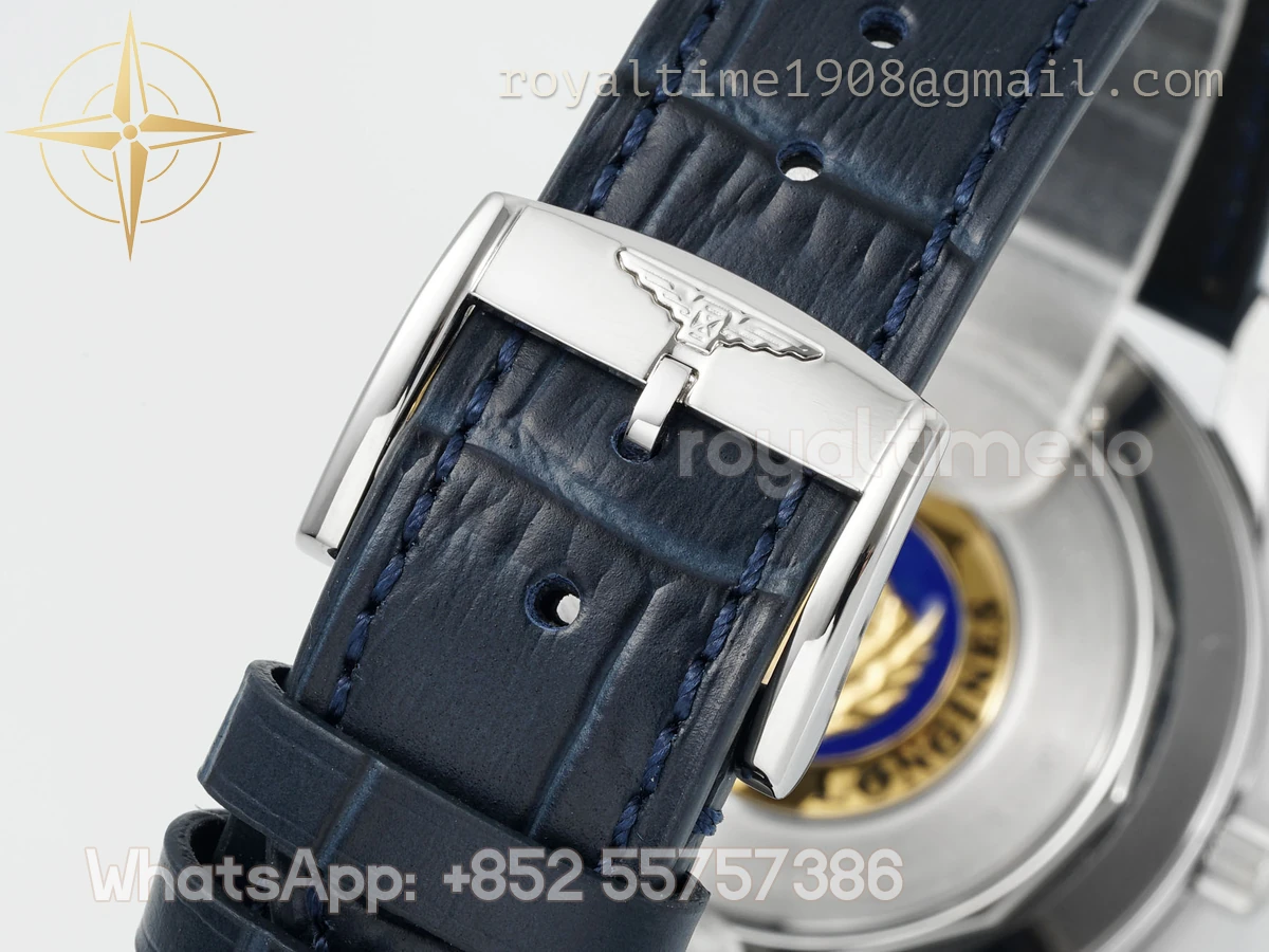 Longines APSF Flagship Heritage Moonphase SS Blue Dial Stick Markers on Blue Leather Strap A2892 - Image 7