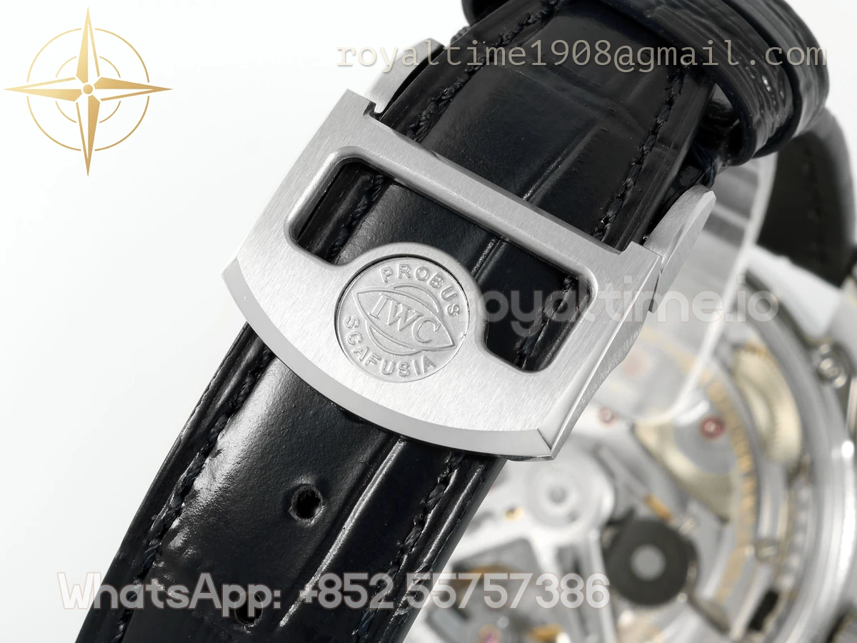 IWC Portugieser IW501705 42mm APSF SS Gold Dial Numeric Markers on Black Leather Strap A52010 - Image 3