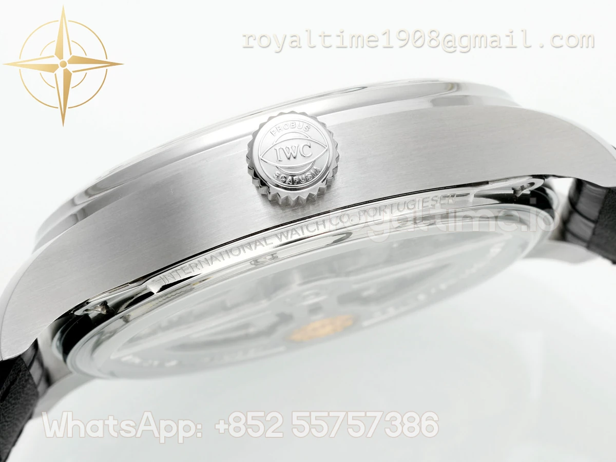 IWC Portugieser IW501701 42mm APSF SS White Dial Numeric Markers on Black Leather Strap A52010 - Image 3