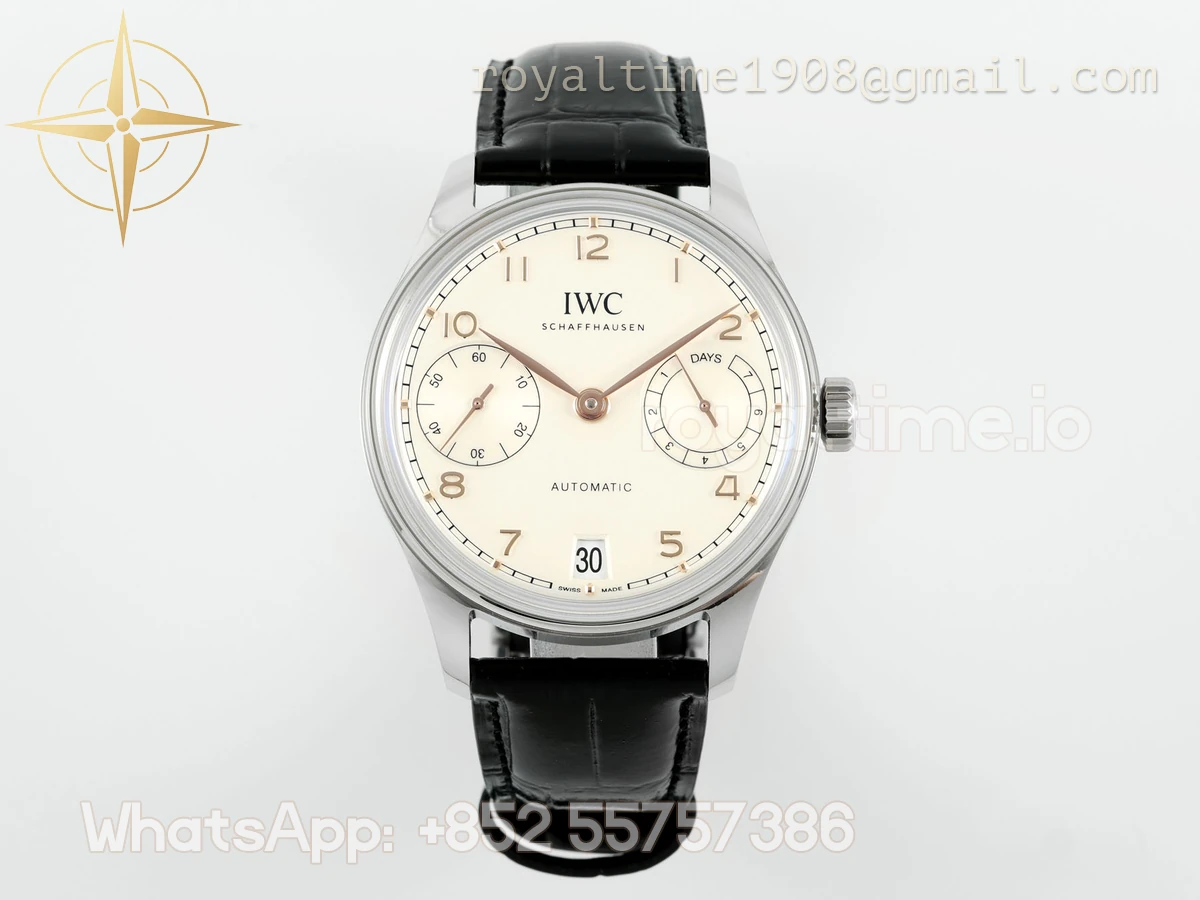 IWC Portugieser IW501701 42mm APSF SS White Dial Numeric Markers on Black Leather Strap A52010 - Image 6