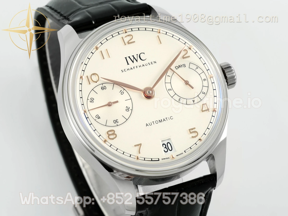 IWC Portugieser IW501701 42mm APSF SS White Dial Numeric Markers on Black Leather Strap A52010 - Image 7