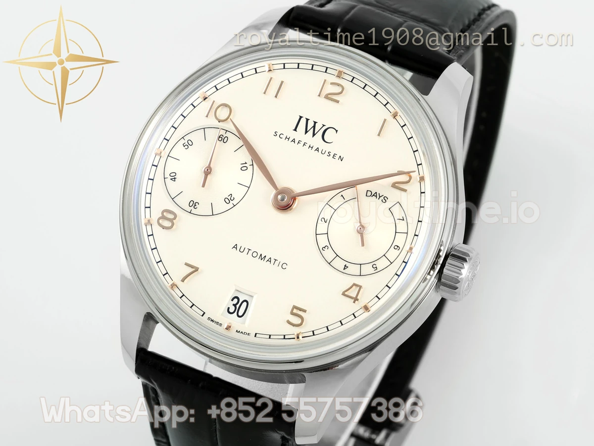 IWC Portugieser IW501701 42mm APSF SS White Dial Numeric Markers on Black Leather Strap A52010 - Image 8