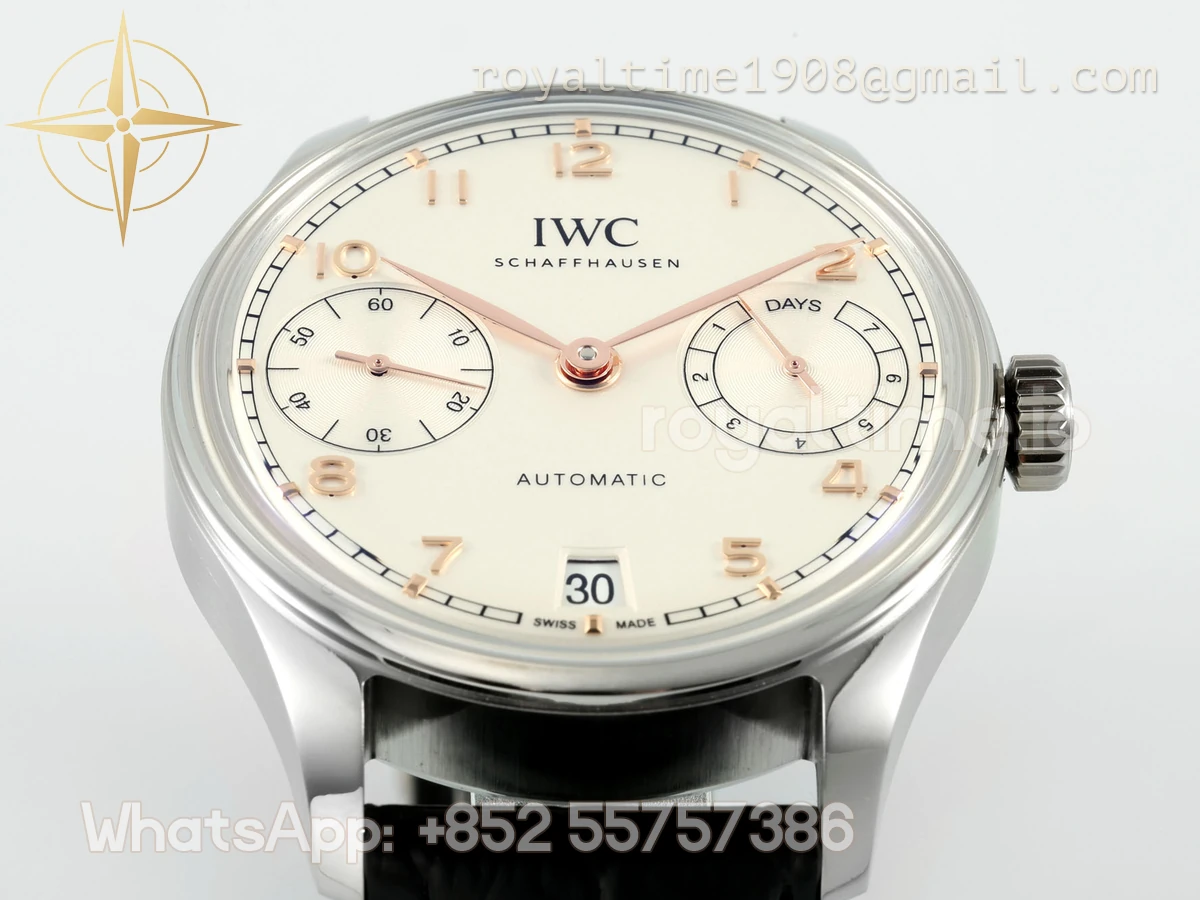 IWC Portugieser IW501701 42mm APSF SS White Dial Numeric Markers on Black Leather Strap A52010 - Image 9