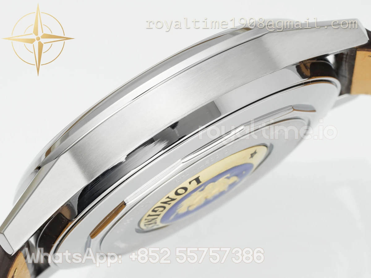 Longines APSF Flagship Heritage Moonphase Silver YG Dial on Brown Leather Strap A2892 - Image 9