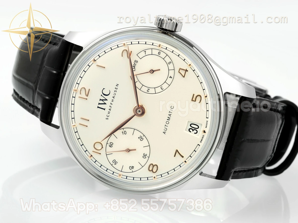IWC Portugieser IW501701 42mm APSF SS White Dial Numeric Markers on Black Leather Strap A52010 - Image 10