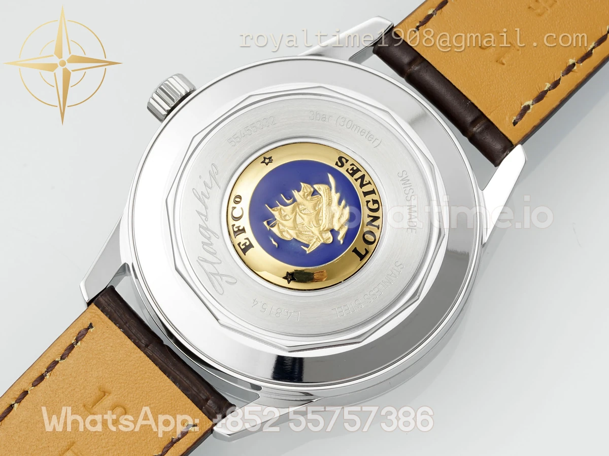 Longines APSF Flagship Heritage Moonphase Silver YG Dial on Brown Leather Strap A2892 - Image 10