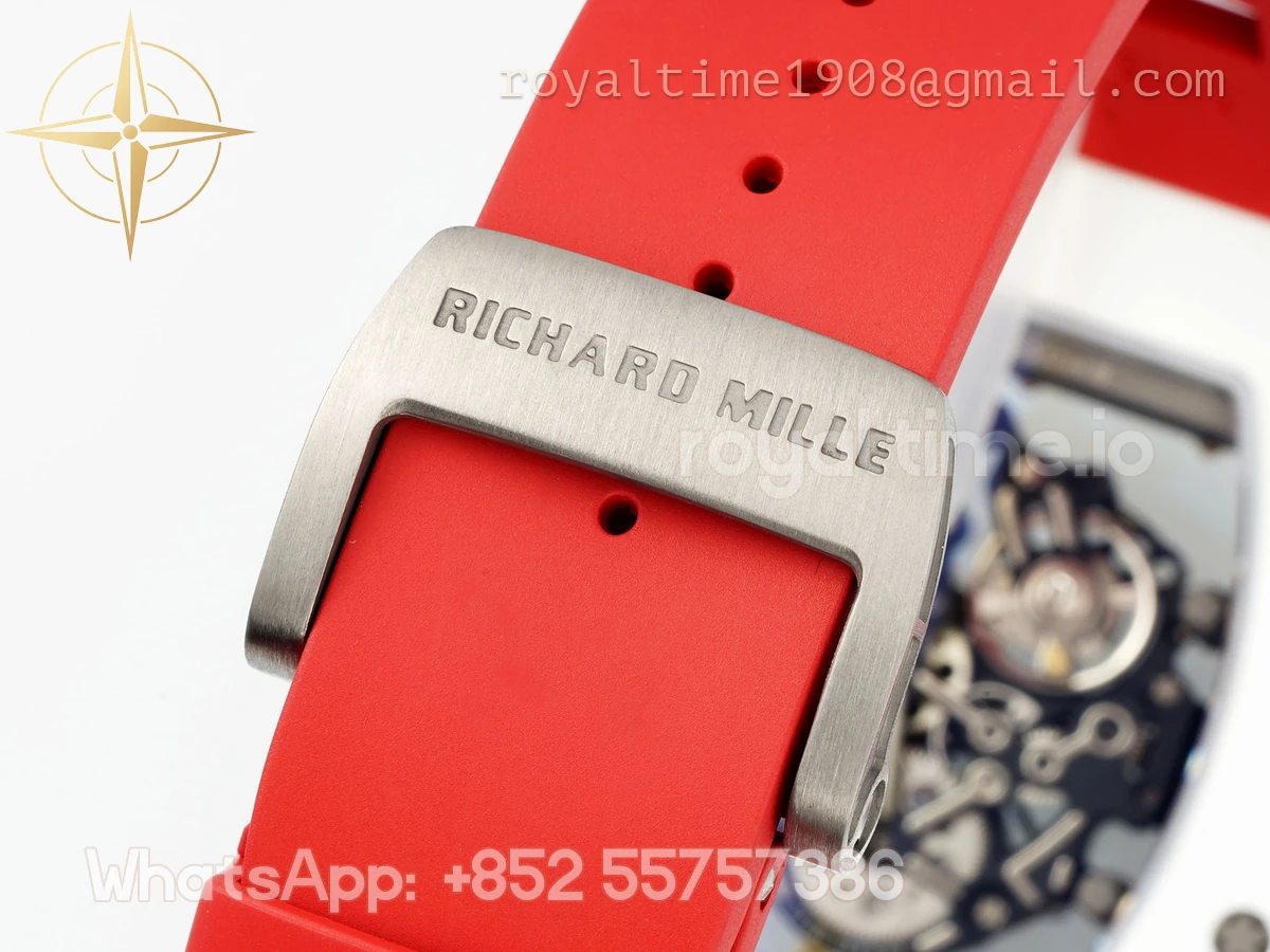 Richard Mille Richard Mille RM055 APSF White Ceramic Red inner Bezel on Rubber Strap Super Clone V2 RMUL2 - Image 7