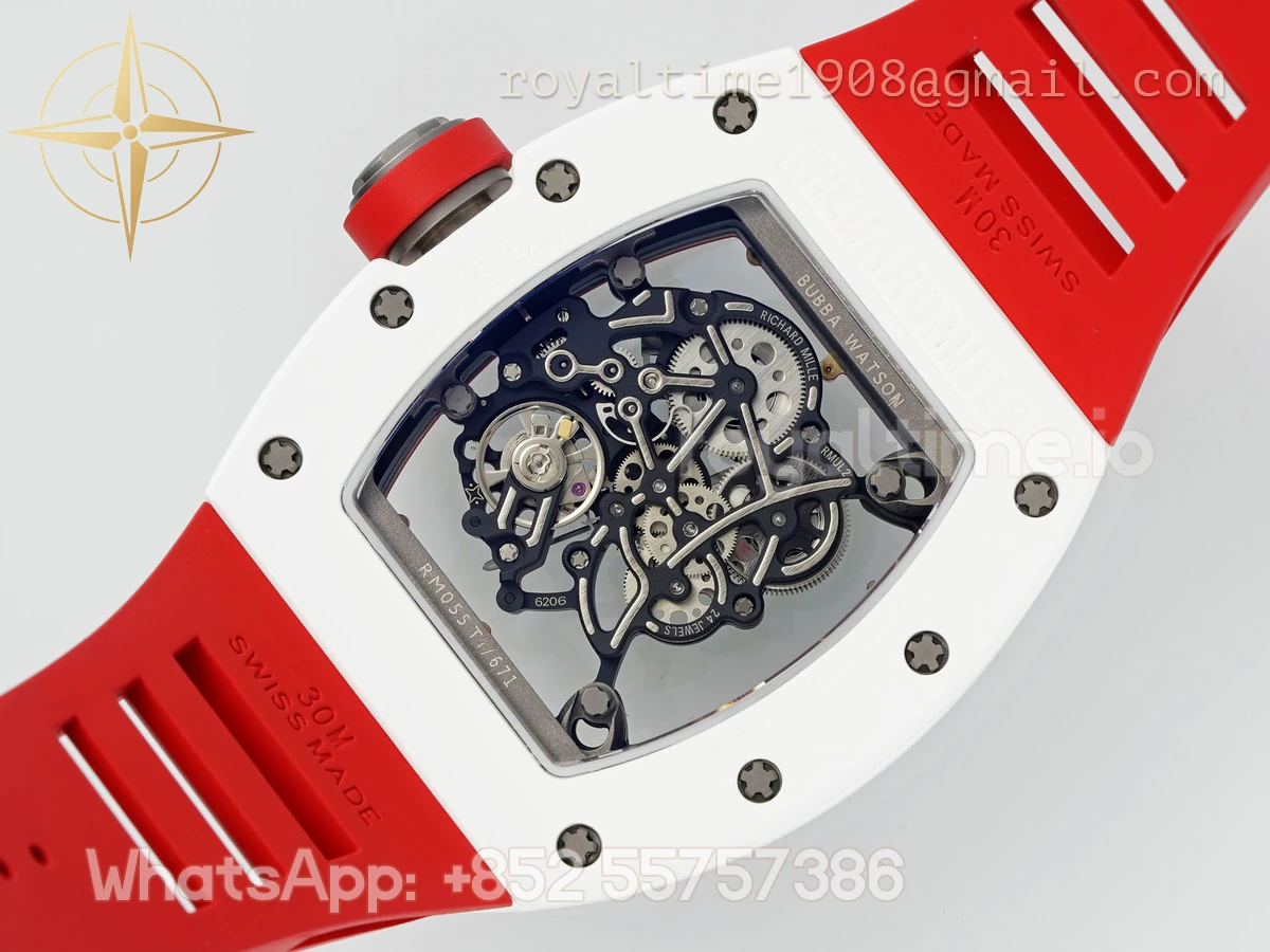 Richard Mille Richard Mille RM055 APSF White Ceramic Red inner Bezel on Rubber Strap Super Clone V2 RMUL2 - Image 8