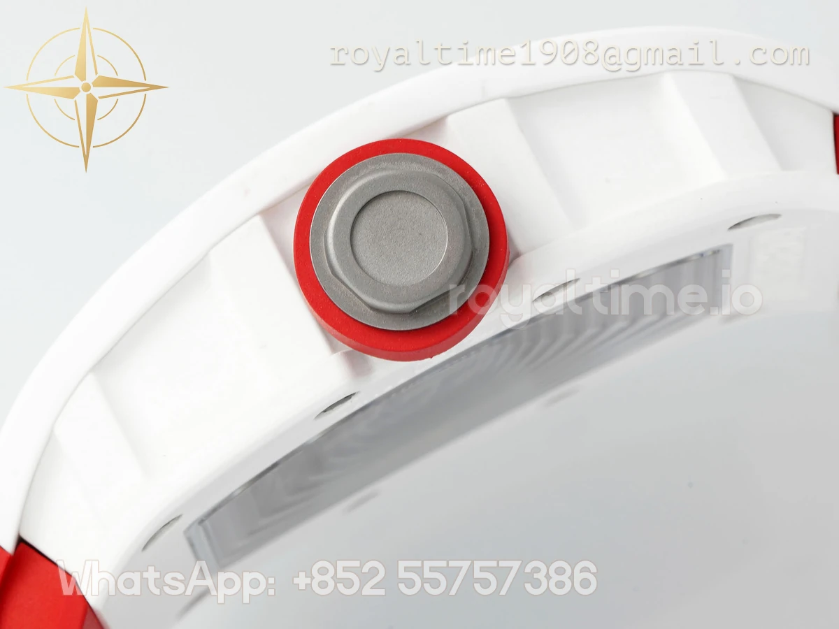 Richard Mille Richard Mille RM055 APSF White Ceramic Red inner Bezel on Rubber Strap Super Clone V2 RMUL2 - Image 9