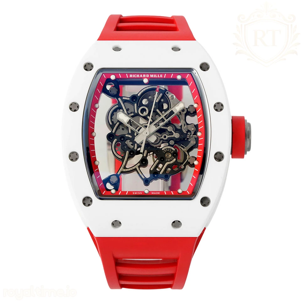Richard Mille Richard Mille RM055 APSF White Ceramic Red inner Bezel on Rubber Strap Super Clone V2 RMUL2