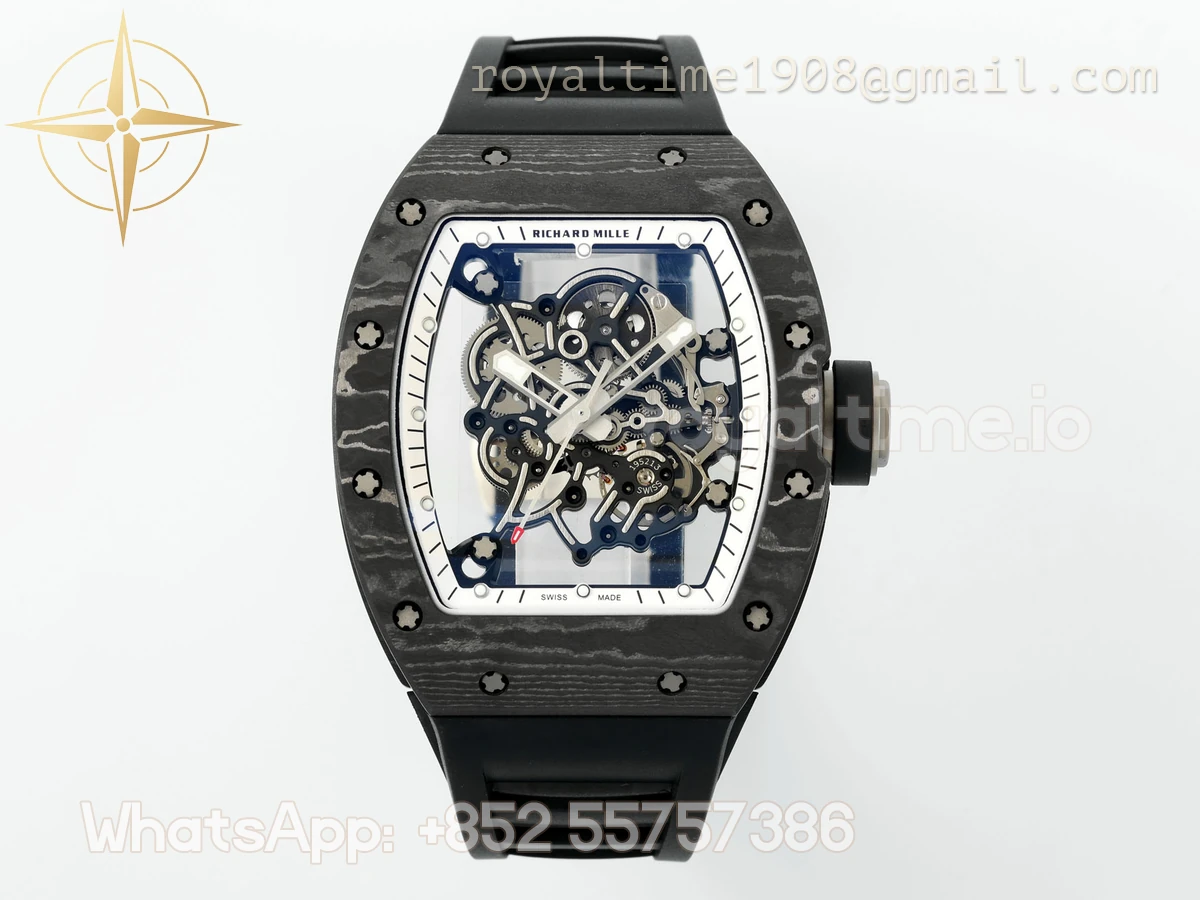 RICHARD MILLE RM055 APSF NTPT White inner Bezel on Black Rubber Strap Super Clone V2 RMUL2 - Image 6
