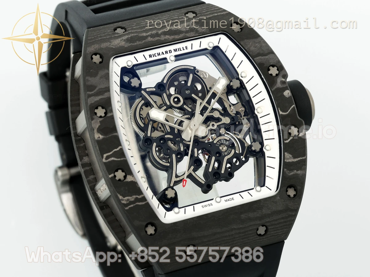 RICHARD MILLE RM055 APSF NTPT White inner Bezel on Black Rubber Strap Super Clone V2 RMUL2 - Image 7