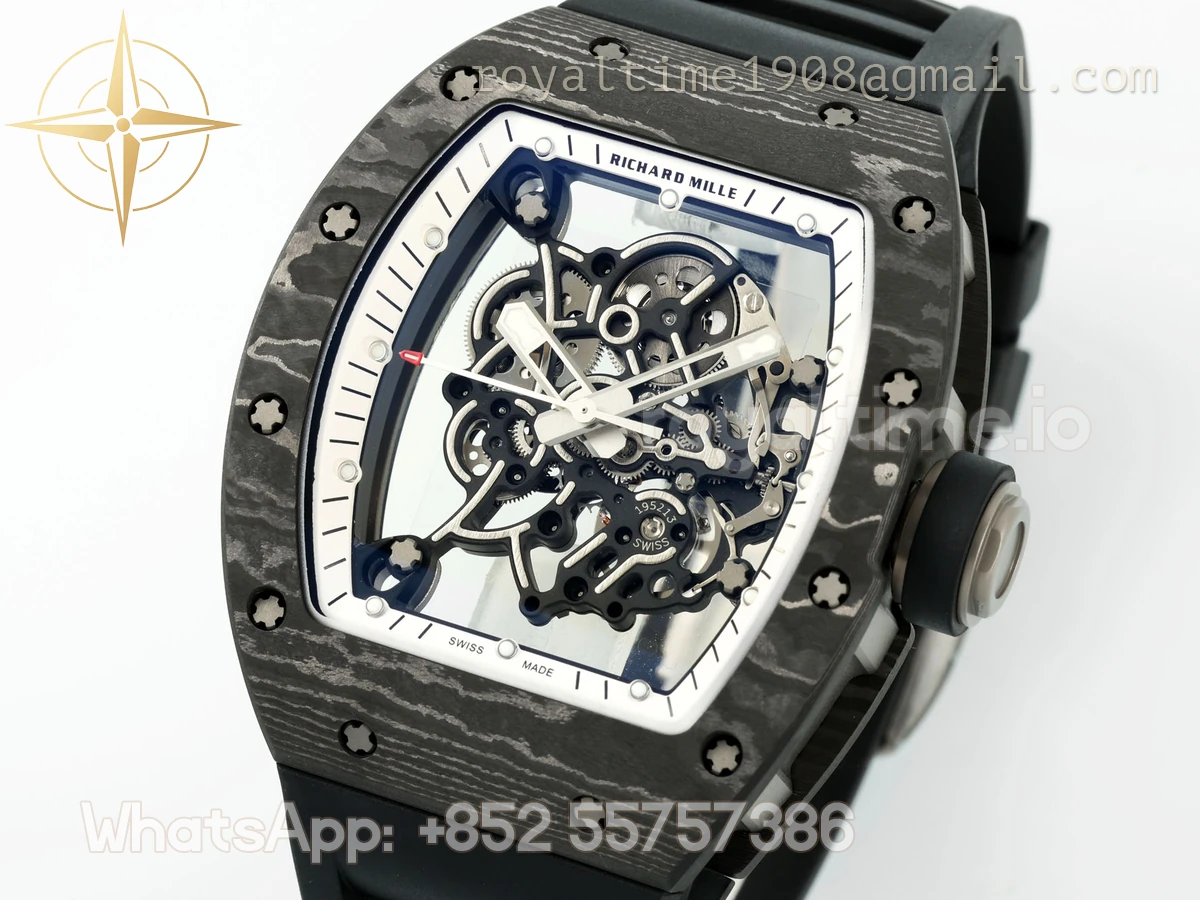 RICHARD MILLE RM055 APSF NTPT White inner Bezel on Black Rubber Strap Super Clone V2 RMUL2 - Image 8