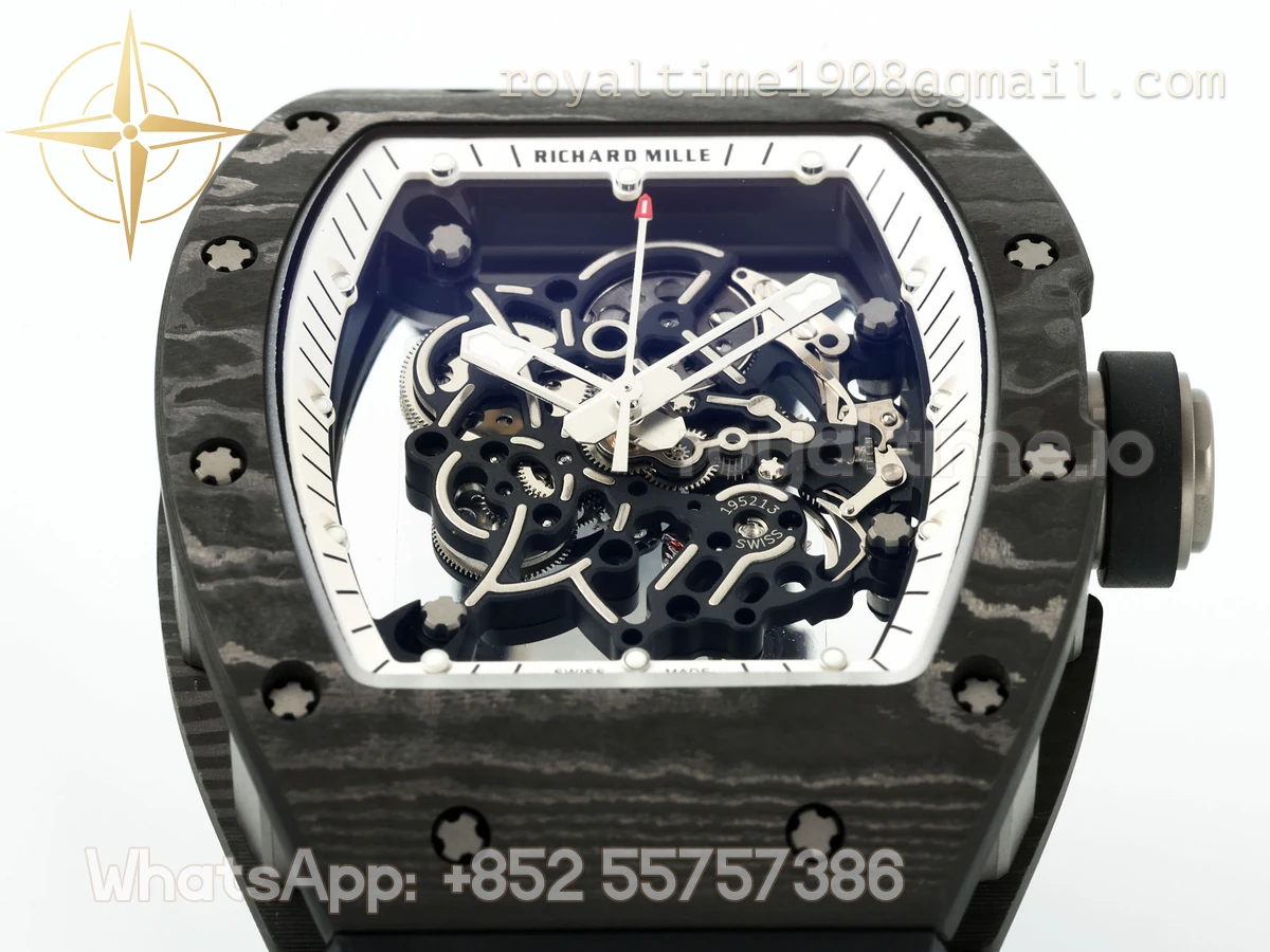 RICHARD MILLE RM055 APSF NTPT White inner Bezel on Black Rubber Strap Super Clone V2 RMUL2 - Image 9