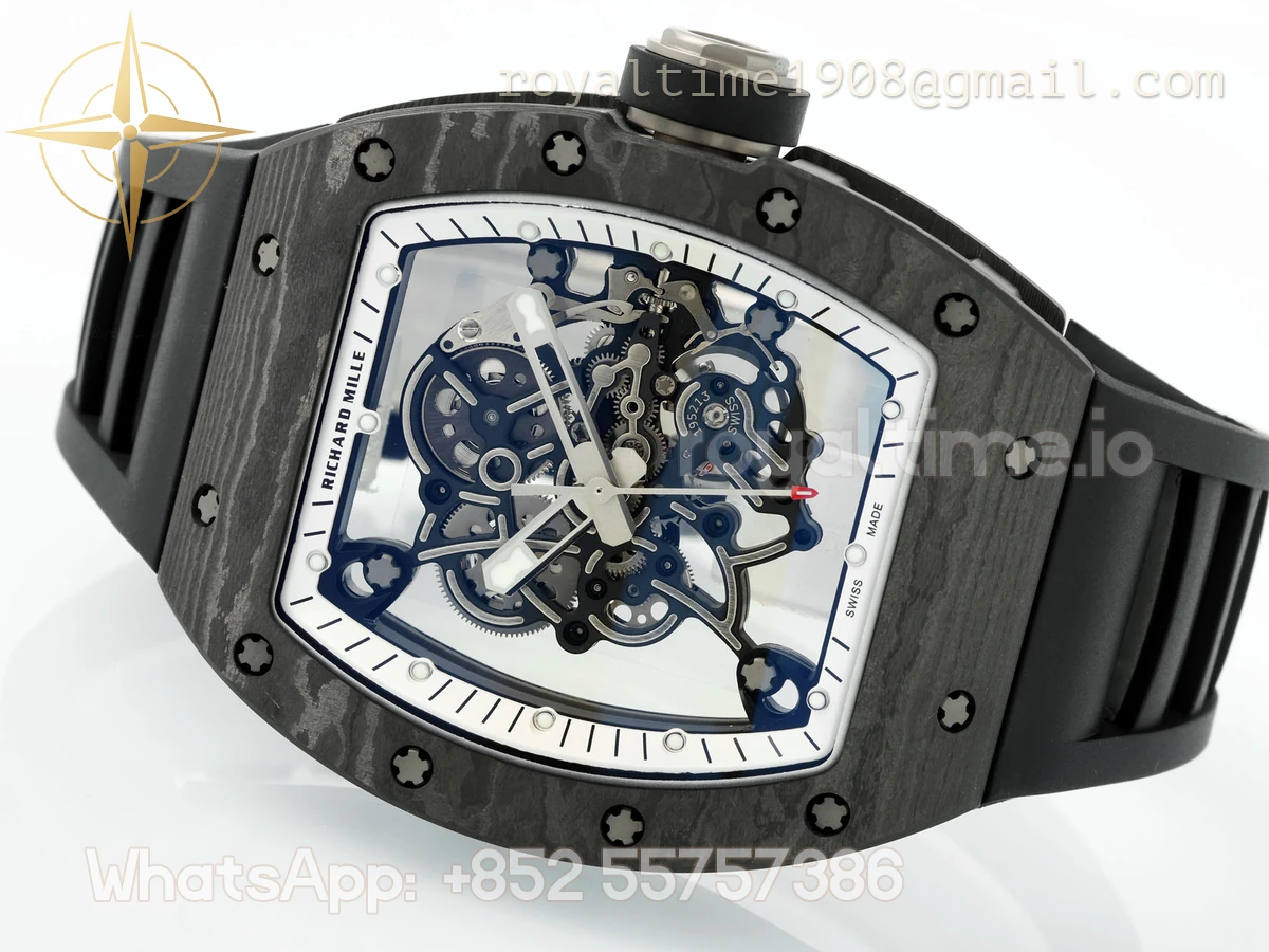 RICHARD MILLE RM055 APSF NTPT White inner Bezel on Black Rubber Strap Super Clone V2 RMUL2 - Image 10