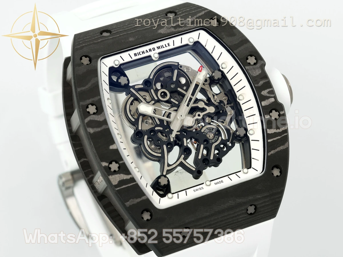 Richard Mille Richard Mille RM055 APSF NTPT White inner Bezel White Crown on White Rubber Strap Super Clone V2 RMUL2 - Image 3
