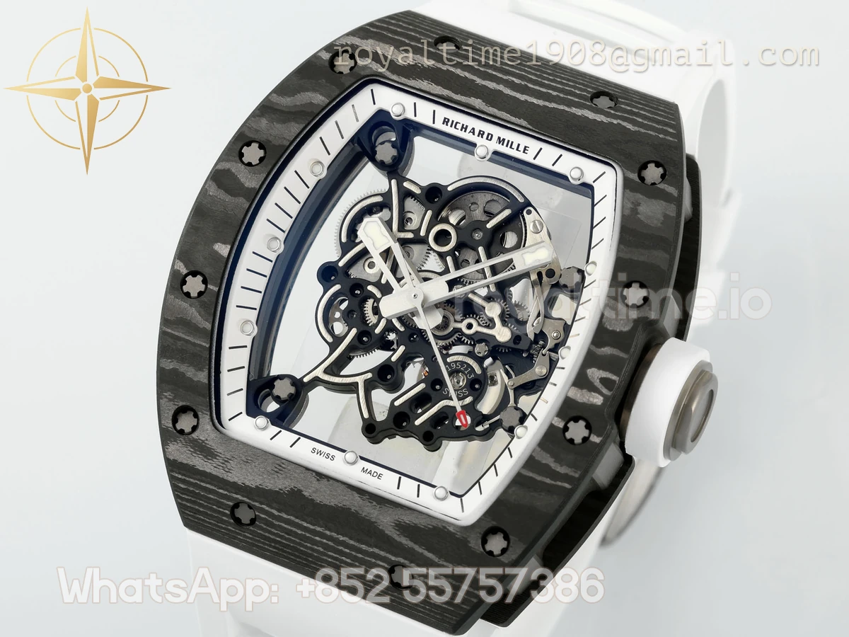 Richard Mille Richard Mille RM055 APSF NTPT White inner Bezel White Crown on White Rubber Strap Super Clone V2 RMUL2 - Image 4