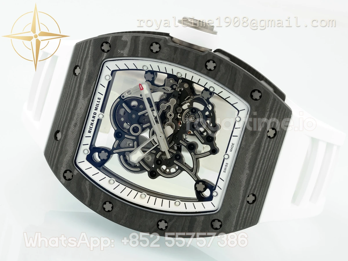 Richard Mille Richard Mille RM055 APSF NTPT White inner Bezel White Crown on White Rubber Strap Super Clone V2 RMUL2 - Image 6