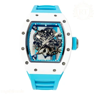 Richard Mille Richard Mille RM055 APSF White Ceramic Blue inner Bezel on Blue Rubber Strap Super Clone V2 RMUL2