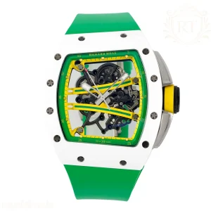 Richard Mille RM61-01 RM061 APSF White Ceramic Green/Yellow inner Bezel on Green Rubber Strap Super Clone V2 RMUL2