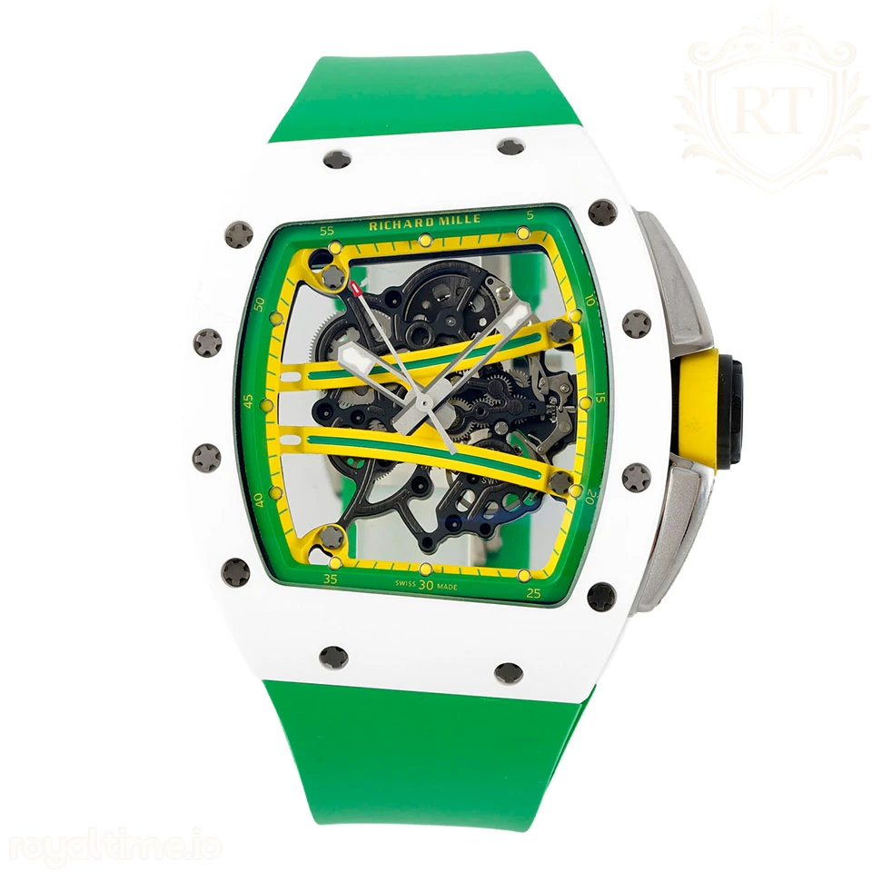Richard Mille RM61-01 RM061 APSF White Ceramic Green/Yellow inner Bezel on Green Rubber Strap Super Clone V2 RMUL2