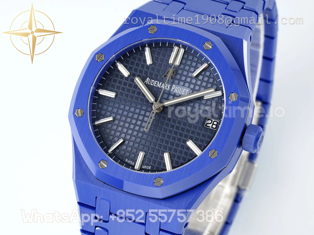 Audemars Piguet Royal Oak 15500 41mm APSF Ceramic Blue Dial Blue Ceramic Bezel SA4302 - Image 4