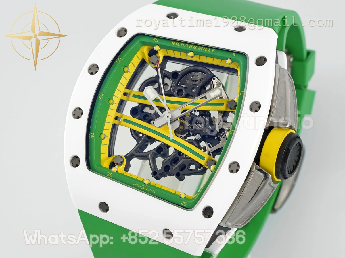 Richard Mille RM61-01 RM061 APSF White Ceramic Green/Yellow inner Bezel on Green Rubber Strap Super Clone V2 RMUL2 - Image 4