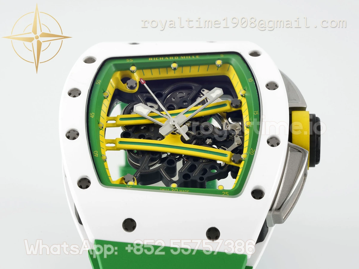 Richard Mille RM61-01 RM061 APSF White Ceramic Green/Yellow inner Bezel on Green Rubber Strap Super Clone V2 RMUL2 - Image 5