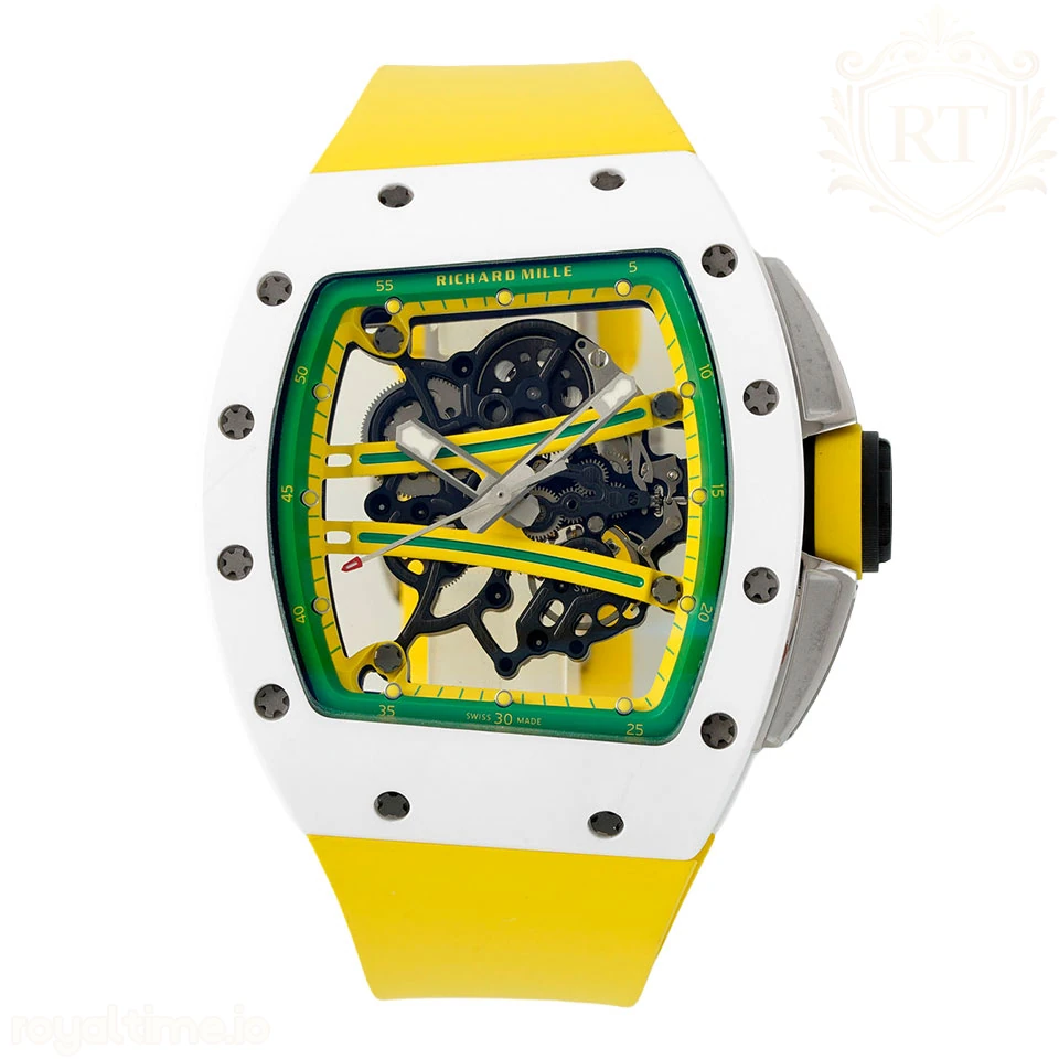 Richard Mille RM61-01 RM061 APSF White Ceramic Green/Yellow inner Bezel on Yellow Rubber Strap Super Clone V2 RMUL2