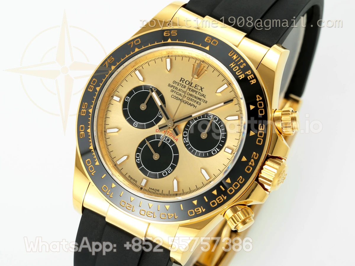 Rolex Cosmograph Daytona 126518LN APSF Yellow Gold Gold Dial Stick Markers on Oysterflex Strap SH4131 (Gain Weight) - Image 8