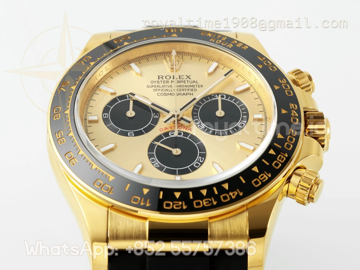 Rolex Cosmograph Daytona 126518LN APSF Yellow Gold Gold Dial Stick Markers on Oysterflex Strap SH4131 (Gain Weight) - Image 9