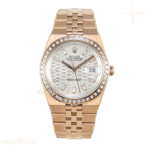Land Dweller 127335 2F White Textured Dial Diamonds Bezel on RG Bracelet A7135